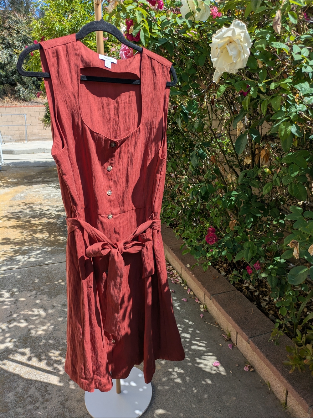 Nine West Sleeveless Button-Front Midi Dress in Rust Sz XXL